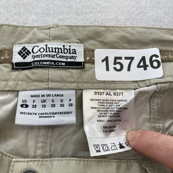 Columbia Cape Rush Capri Pants Women's 6 Fossil Brown‎ Lightweight Low Rise NWT - Picture 6 of 13